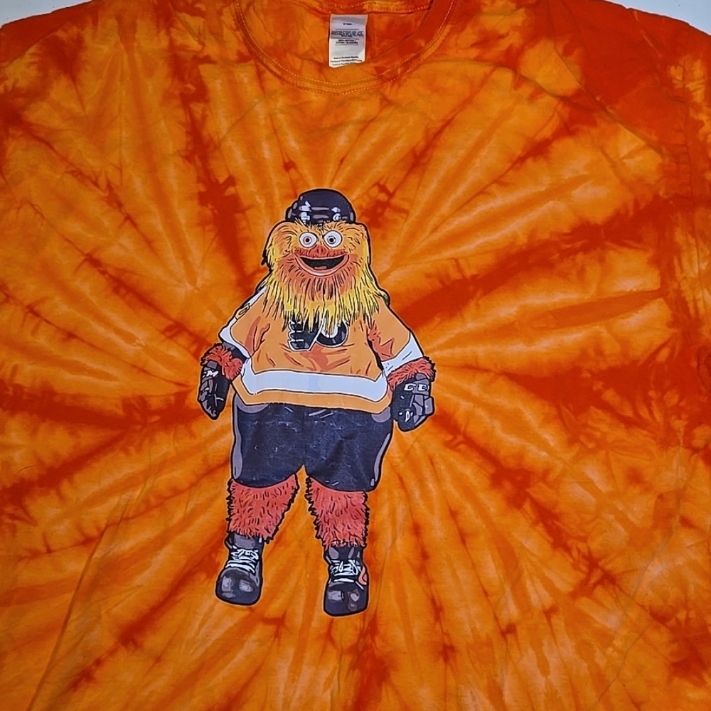 Colortone Philadelphia Mascot Gritty Tie Dye T-Shirt Mens XL Orange Hockey